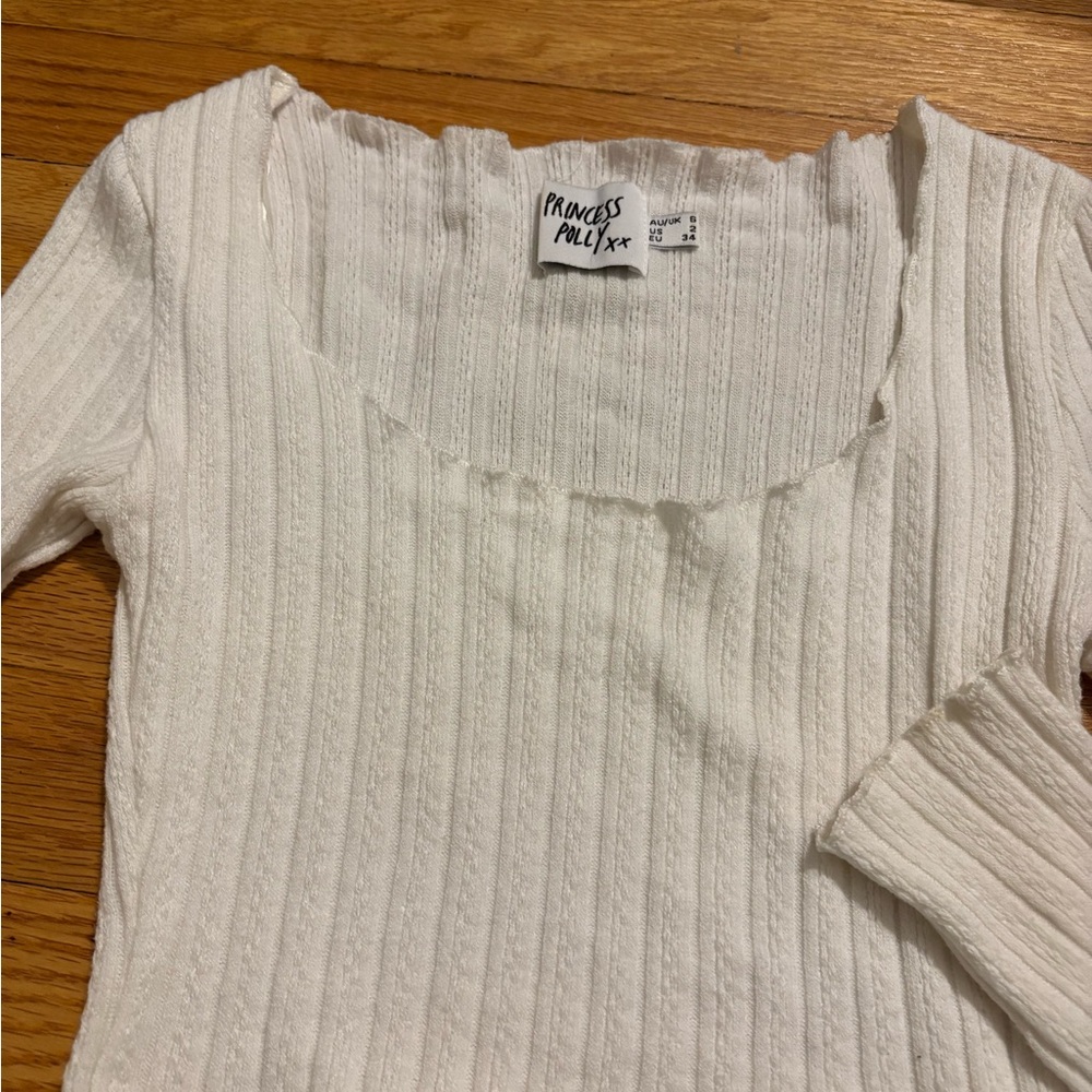 Princess Polly White Ribbed Top - Picture 2 of 3